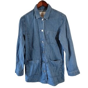 & DENIM Utility Chores Jacket Women's Sz XS Pocket Minimalist Workwear Preppy